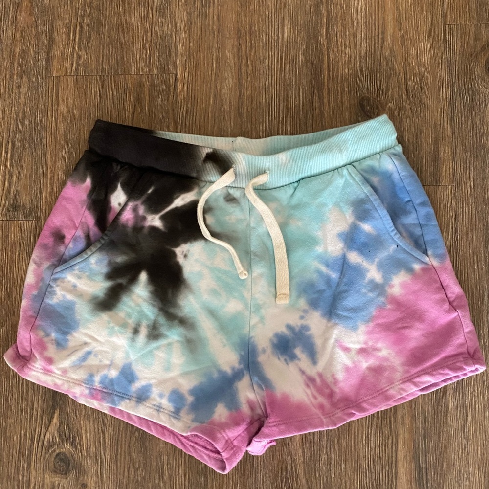 Electric & rose tie dye shorts